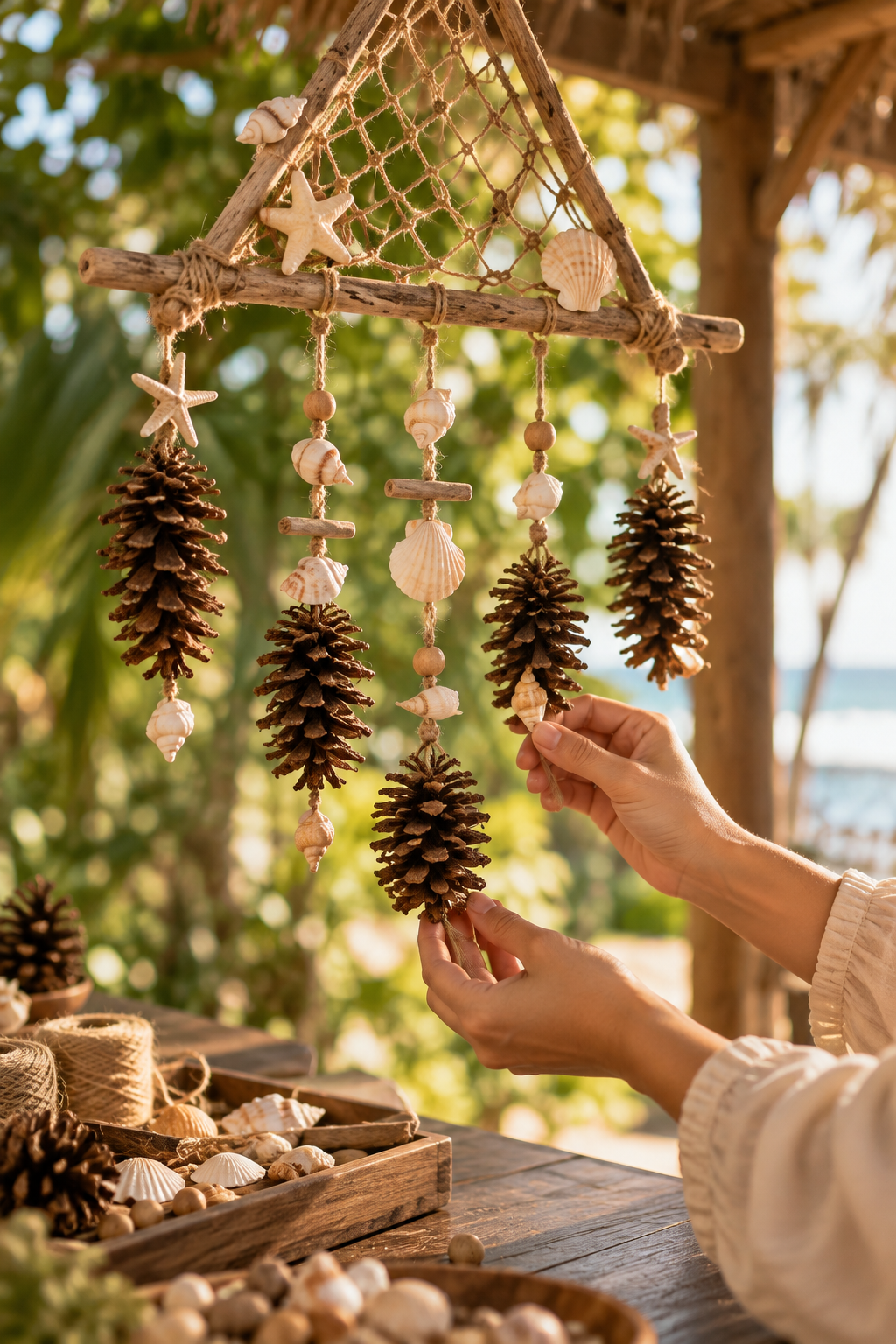  Making Seashell & Pinecone Wind Chimes